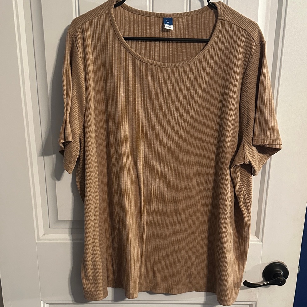Old Navy Luxe Tan Ribbed Short Sleeve Tee